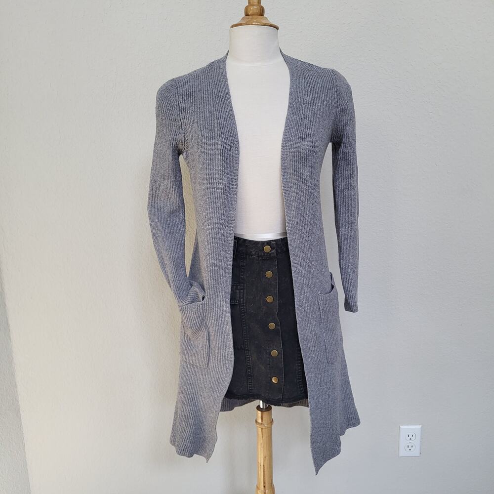 Cyrus Gray Long Cardigan Sweater Womens XS Pockets Casual Minimalist Layering